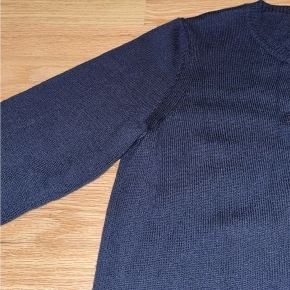 Kate Spade Broome Street Navy Blue Wool Blend Owl Crewneck Sweater Large‎
